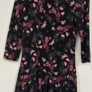 Floral Butterfly Black Dress